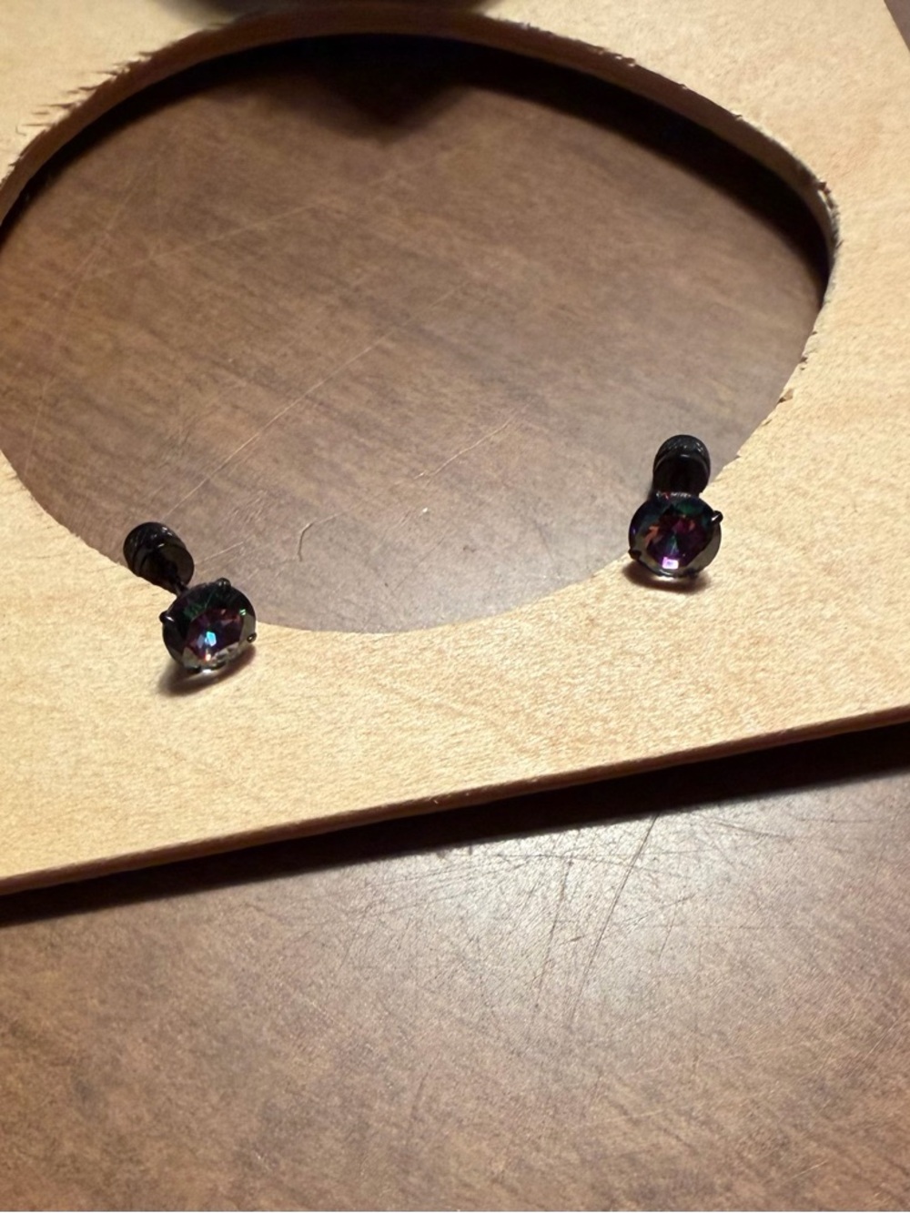 Iridescent CZ Dark Crystal Stud Earrings - Subiceto